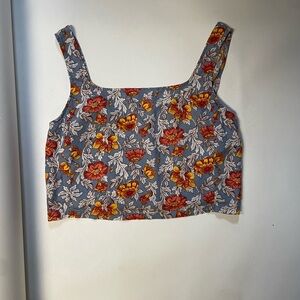 Floral Blue and Orange Women's Top